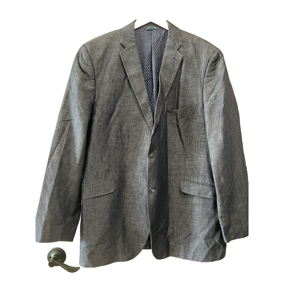 Mens Made Cam Newton Navy Blazer Sport Coat Linen formal wedding work Sz-48